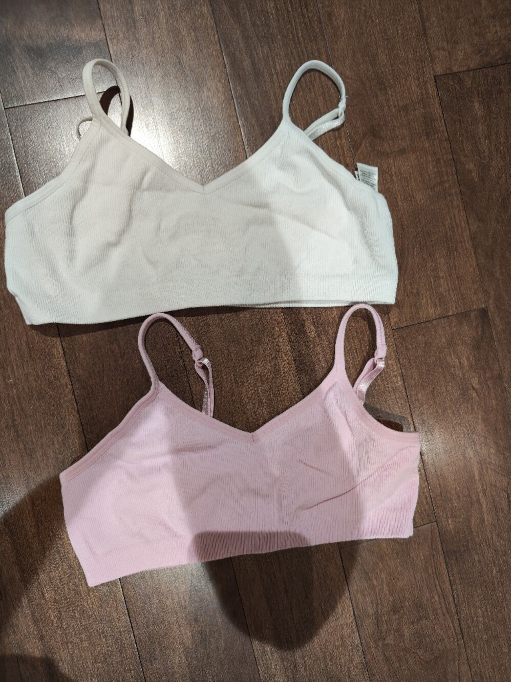 Marks & Spencer Girls Ribbed Bralette Set in Pink and White